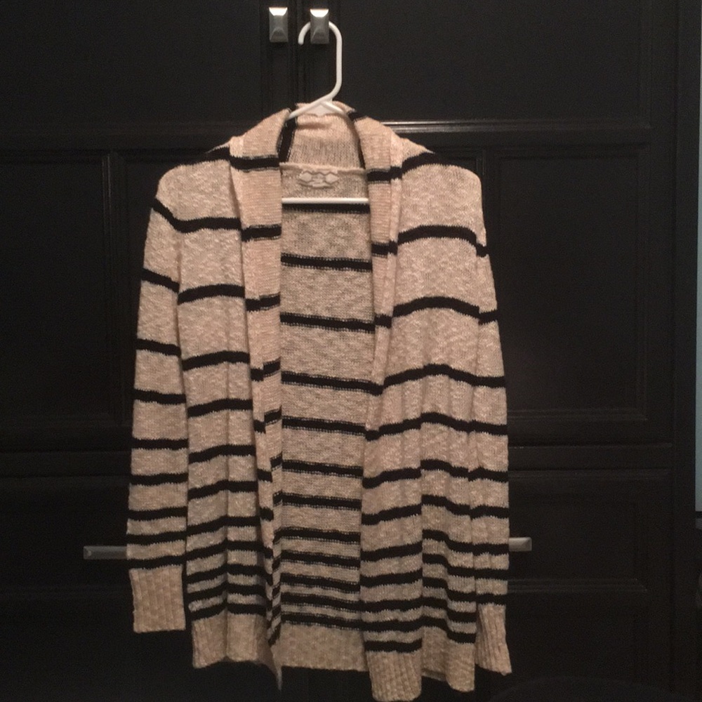 Beige and black stripped cardigan